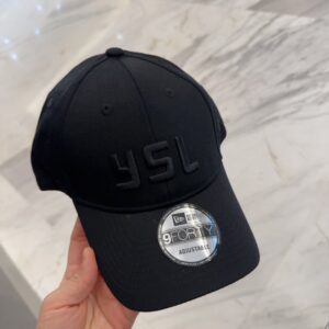 【AT4160】🖤 サンローラン x ニューエラ® YSL立体刺繍ベースボールキャップ トレンドのブラックカラー | ユニセックス | サイズ調整可能 🧢 YSL