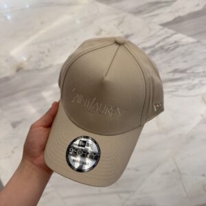 【AT4164】🧢 サンローラン 刺繍クラシック カーキ色9FORTYベースボールキャップ | NEW ERAコラボ YSL✨