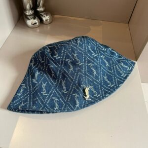【AT4169】🧢✨ YSL 刺繍ロゴ入りデニムバケットハット ✨🧢 男女兼用でスタイリッシュなコーデにぴったりの逸品！