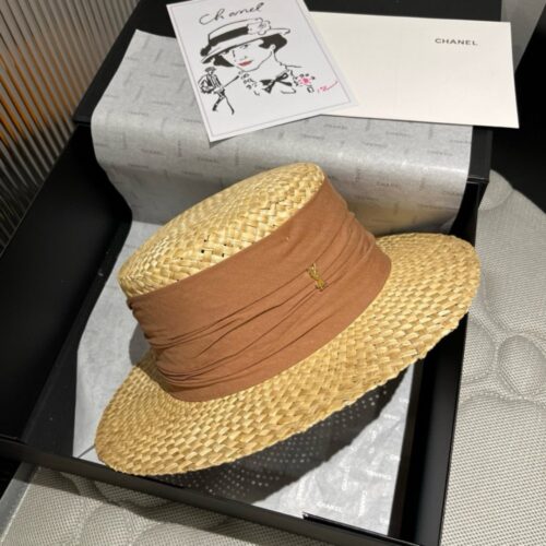 【AT4170】🌾 サンローラン パリ限定草編み帽子🧢エレガントでレトロなデザイン YSL