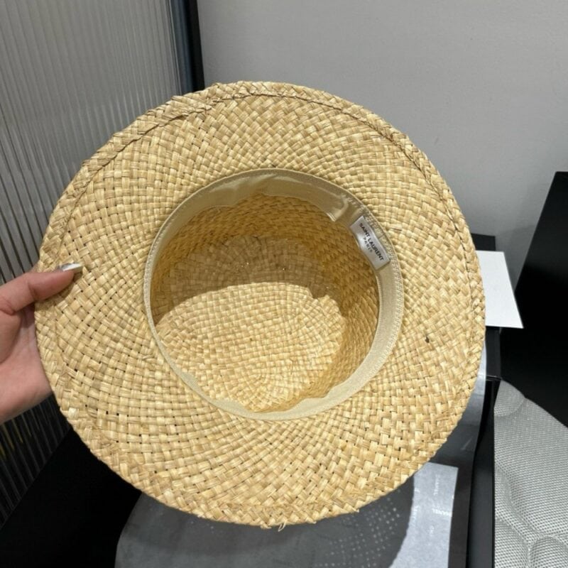 【AT4170】🌾 サンローラン パリ限定草編み帽子🧢エレガントでレトロなデザイン YSL