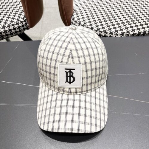 【AT5882】Burberryバーバリー チェック柄ベースボールキャップ コットンリネン素材 TBロゴ付き | Burberry