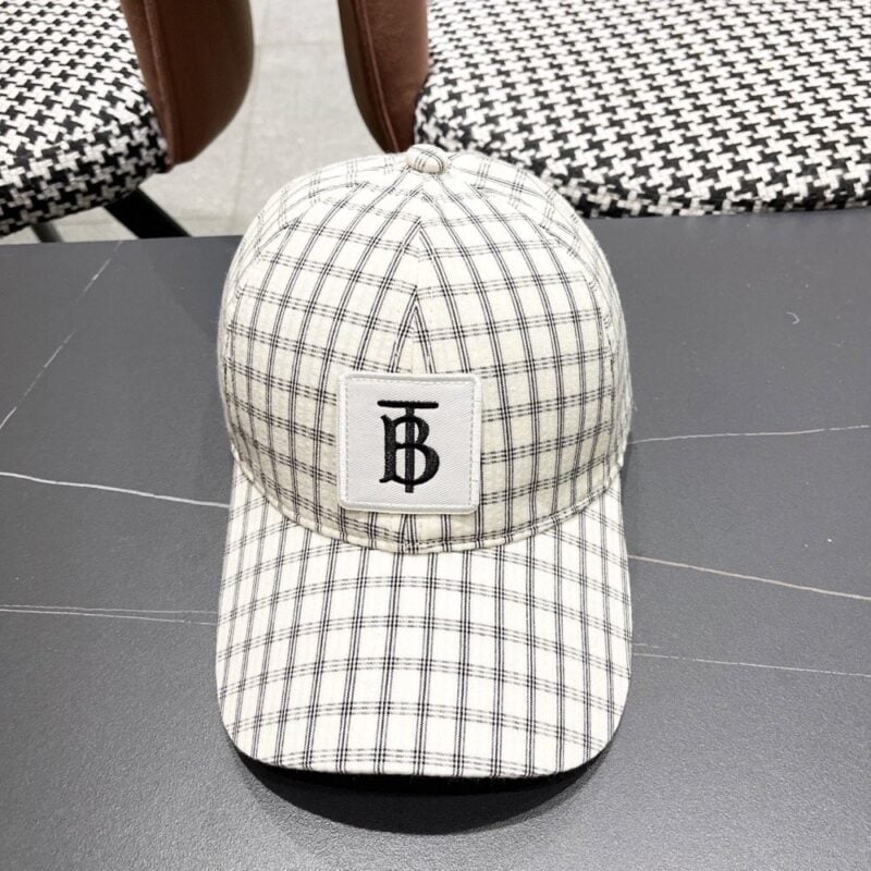 【AT5882】Burberryバーバリー チェック柄ベースボールキャップ コットンリネン素材 TBロゴ付き | Burberry