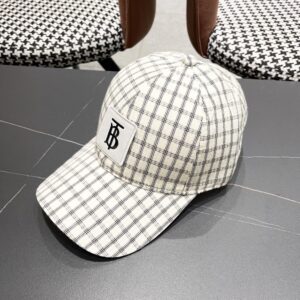 【AT5882】Burberryバーバリー チェック柄ベースボールキャップ コットンリネン素材 TBロゴ付き | Burberry