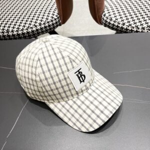 【AT5882】Burberryバーバリー チェック柄ベースボールキャップ コットンリネン素材 TBロゴ付き | Burberry