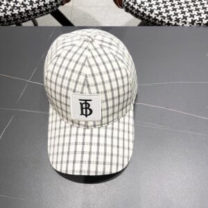 【AT5882】Burberryバーバリー チェック柄ベースボールキャップ コットンリネン素材 TBロゴ付き | Burberry