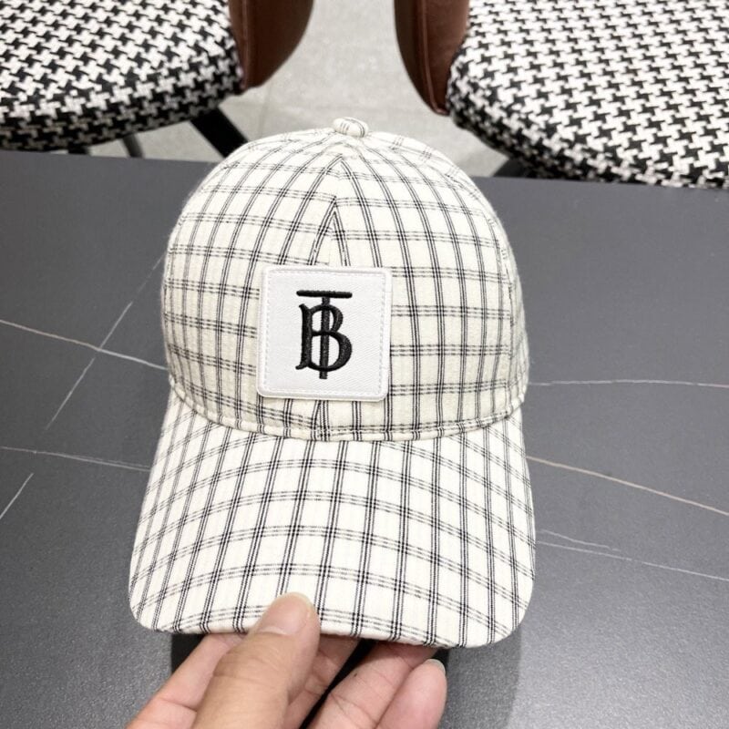 【AT5882】Burberryバーバリー チェック柄ベースボールキャップ コットンリネン素材 TBロゴ付き | Burberry