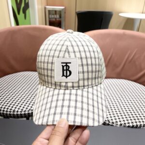 【AT5882】Burberryバーバリー チェック柄ベースボールキャップ コットンリネン素材 TBロゴ付き | Burberry