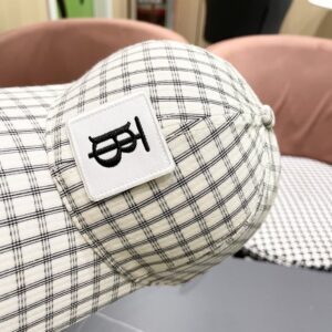 【AT5882】Burberryバーバリー チェック柄ベースボールキャップ コットンリネン素材 TBロゴ付き | Burberry
