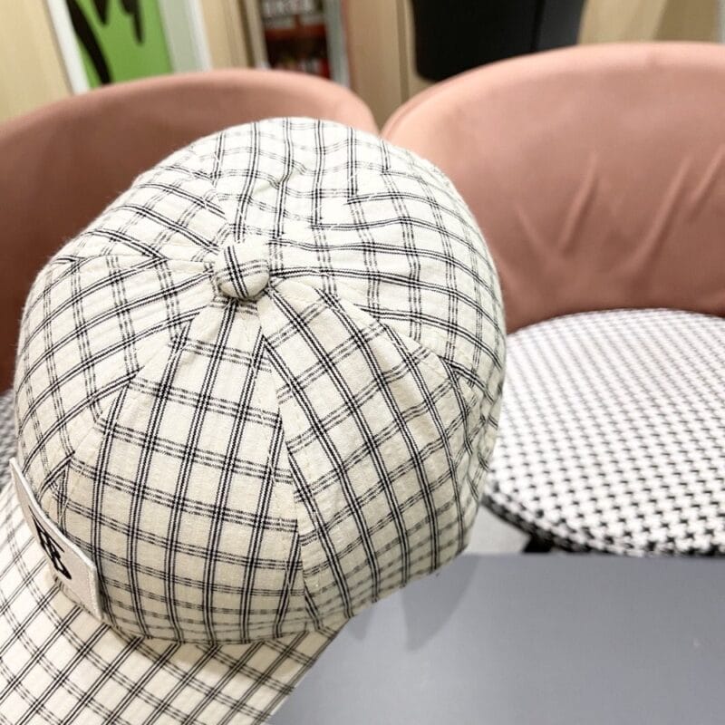 【AT5882】Burberryバーバリー チェック柄ベースボールキャップ コットンリネン素材 TBロゴ付き | Burberry