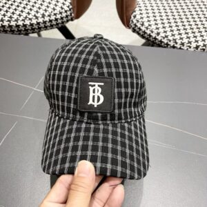 【AT5884】バーバリーチェック柄キャップ - ファッショナブルな高品質コットンリネンブレンドキャップ | Burberry London