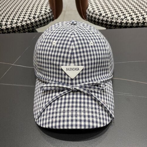 【AT5887】バレンシアガ チェック柄ベースボールキャップ | Balenciagaのエレガントな帽子 | Balenciaga