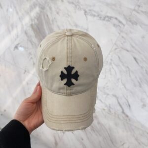 【AT5889】Chrome Hearts クロムハーツ 豪華な加工済みアイボリーのベースボールキャップ | Chrome Hearts