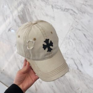 【AT5889】Chrome Hearts クロムハーツ 豪華な加工済みアイボリーのベースボールキャップ | Chrome Hearts