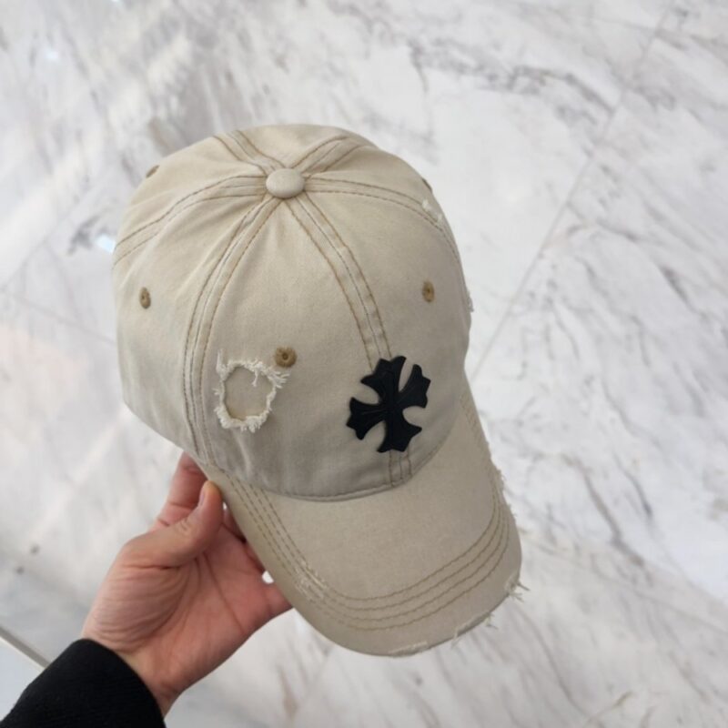 【AT5889】Chrome Hearts クロムハーツ 豪華な加工済みアイボリーのベースボールキャップ | Chrome Hearts