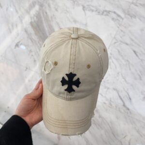 【AT5889】Chrome Hearts クロムハーツ 豪華な加工済みアイボリーのベースボールキャップ | Chrome Hearts