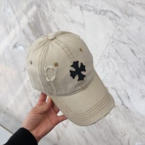 【AT5889】Chrome Hearts クロムハーツ 豪華な加工済みアイボリーのベースボールキャップ | Chrome Hearts