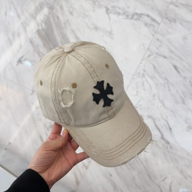 【AT5889】Chrome Hearts クロムハーツ 豪華な加工済みアイボリーのベースボールキャップ | Chrome Hearts