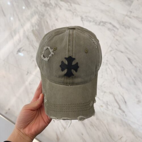 【AT5890】Chrome Hearts（クロムハーツ）レトロ加工済みオリーブグリーンベースボールキャップ | Chrome Hearts