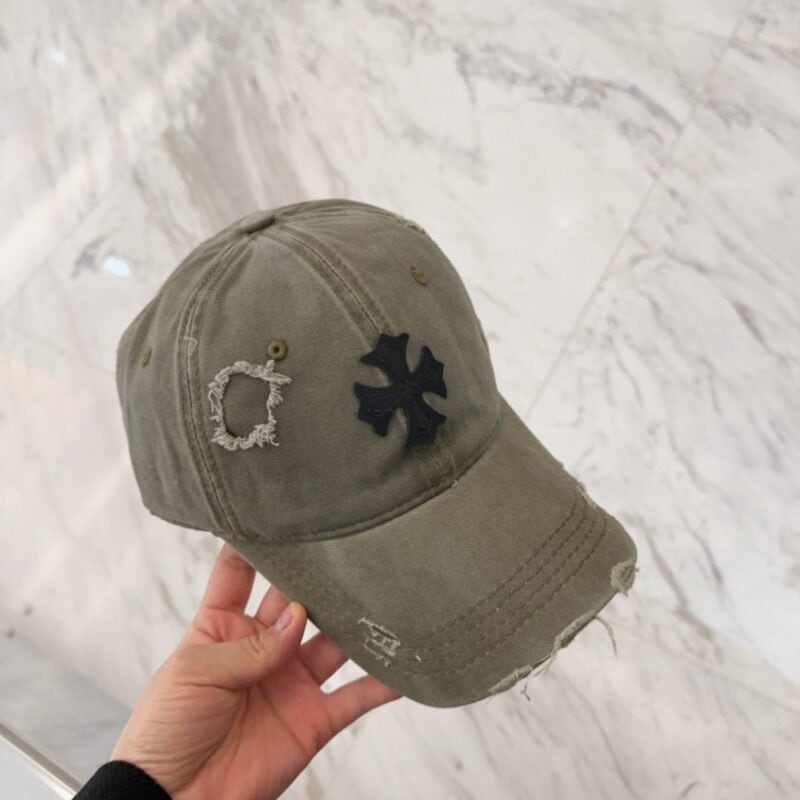 【AT5890】Chrome Hearts（クロムハーツ）レトロ加工済みオリーブグリーンベースボールキャップ | Chrome Hearts