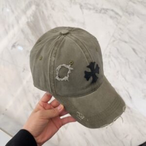 【AT5890】Chrome Hearts（クロムハーツ）レトロ加工済みオリーブグリーンベースボールキャップ | Chrome Hearts