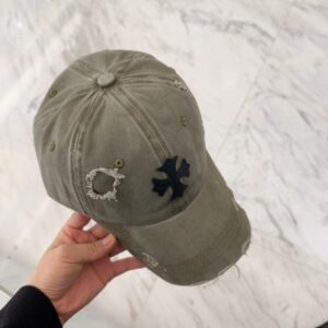 【AT5890】Chrome Hearts（クロムハーツ）レトロ加工済みオリーブグリーンベースボールキャップ | Chrome Hearts