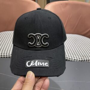 【AT5906】Celine セリーヌ ロゴ ローテションベースボールキャップ 黒色 都会ファッション ストリートスタイル | Celine Paris