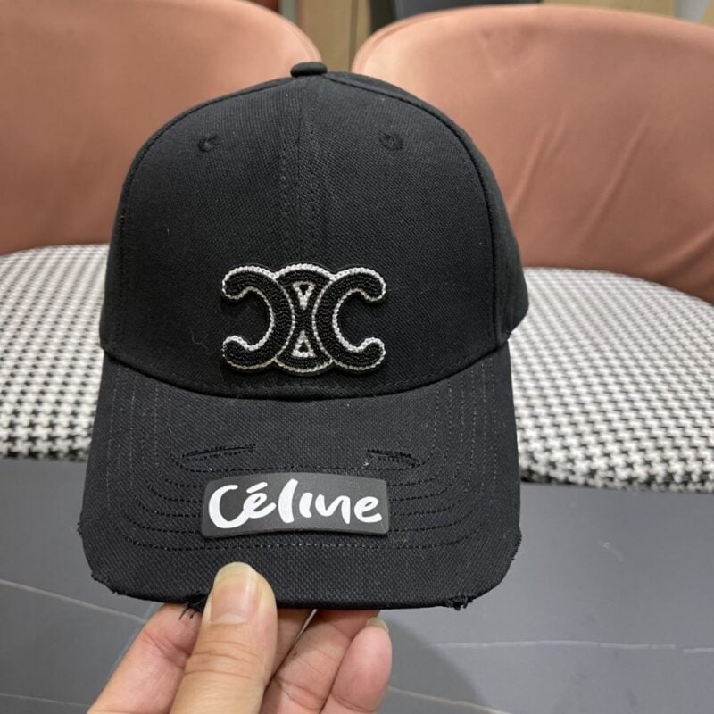 【AT5906】Celine セリーヌ ロゴ ローテションベースボールキャップ 黒色 都会ファッション ストリートスタイル | Celine Paris