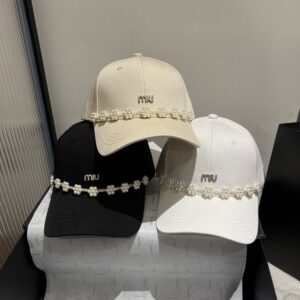 【AT5909】Miu Miu パール装飾バケットハット、都会の高級感を演出 | Miu Miu