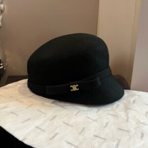【AT5921】セリーヌ Celine 羊毛ダックビルキャップ 高級感漂う上品なブラック女性用帽子 | Celine Paris