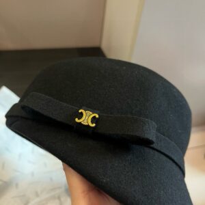 【AT5921】セリーヌ Celine 羊毛ダックビルキャップ 高級感漂う上品なブラック女性用帽子 | Celine Paris
