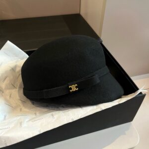 【AT5927】セリーヌ Celine 2024年秋冬コレクション ブラックウールダックビルキャップ | Céline