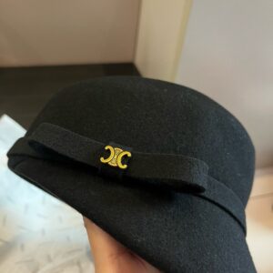 【AT5927】セリーヌ Celine 2024年秋冬コレクション ブラックウールダックビルキャップ | Céline