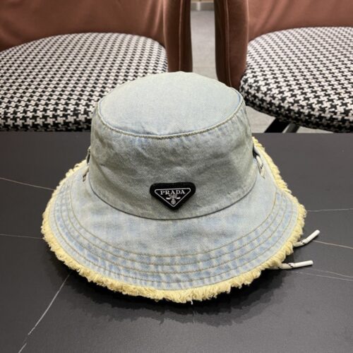 【AT5941】プラダのイタリアンデニムフィッシャーマンハット、夏のレジャーアクティビティに最適 | Prada Italy