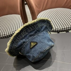 【AT5942】プラダのデニムフィッシャーハット | 夏の都会スタイルに最適！ | Prada Italy