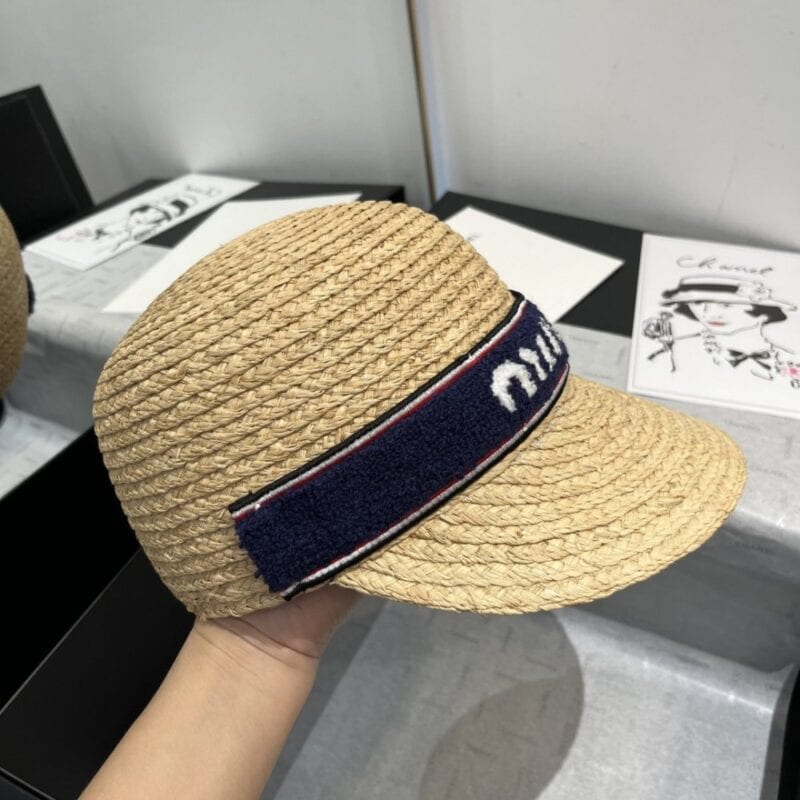 【AT5962】ミュウミュウ レディース ラフィアナイト帽 ネイビーブルー フランス風ロマンス | Miu Miu