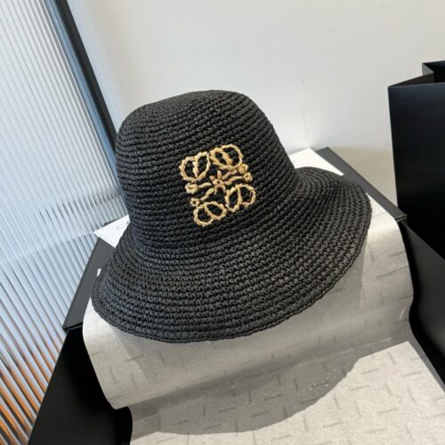 【AT5969】Loewe（ロエベ）| 手編みの黒色ストローハット、夏のファッションを引き立てる | Loewe