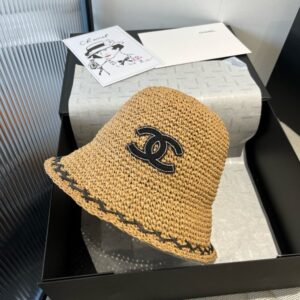 【AT5973】Chanelシャネル クラシックなストローハット、夏のリゾートファッションに最適 | Chanel Paris