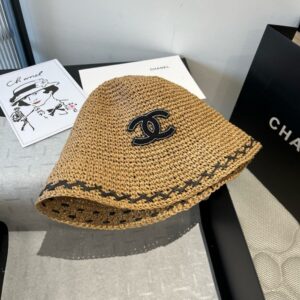 【AT5973】Chanelシャネル クラシックなストローハット、夏のリゾートファッションに最適 | Chanel Paris