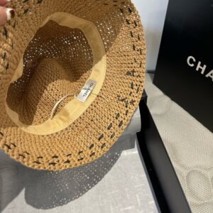 【AT5973】Chanelシャネル クラシックなストローハット、夏のリゾートファッションに最適 | Chanel Paris