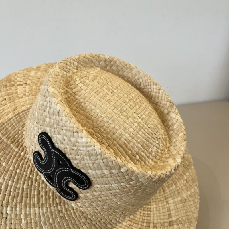 【AT5978】セリーヌ クラシックラフィアサンハット、高級フレンチエレガンス、ビーチウェア、日傘、夏帽子、大人コーデ | Céline