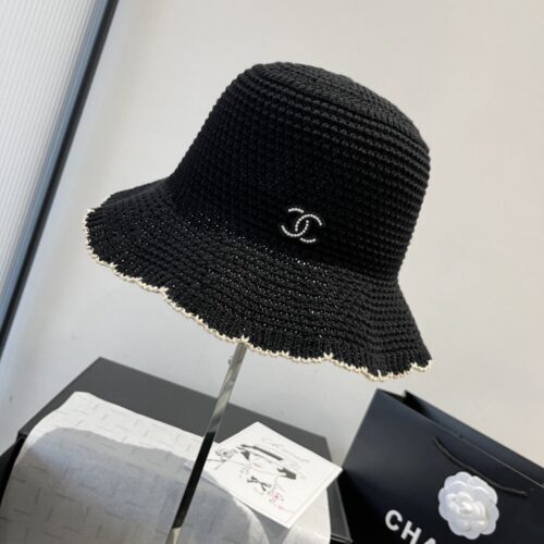 【AT6018】シャネル風 ハンドメイド フィッシャーマンハット ダブルCロゴ フレンチエレガンス 黒アイボリー 帽子 | Chanel Paris