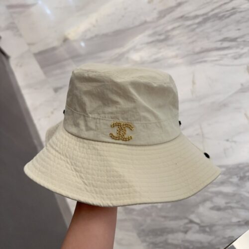【AT6025】シャネルのクリーム色フィッシャーマンハット🎩女性用ファッションアクセサリー | Chanel Paris