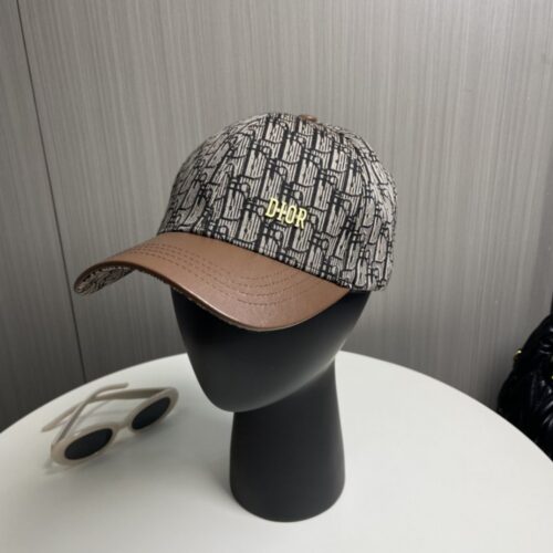 【AT6032】ディオール（Dior）の幾何学模様キャップ - 高級な麻混紡素材、都市ファッションにエレガントなアプローチを提供 | Dior Paris