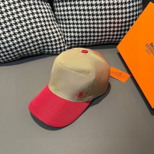 【AT6054】フルムーサ レディース野球帽 - クリーム色とローズピンクの贅沢なファッションアイテム | Hermes Paris