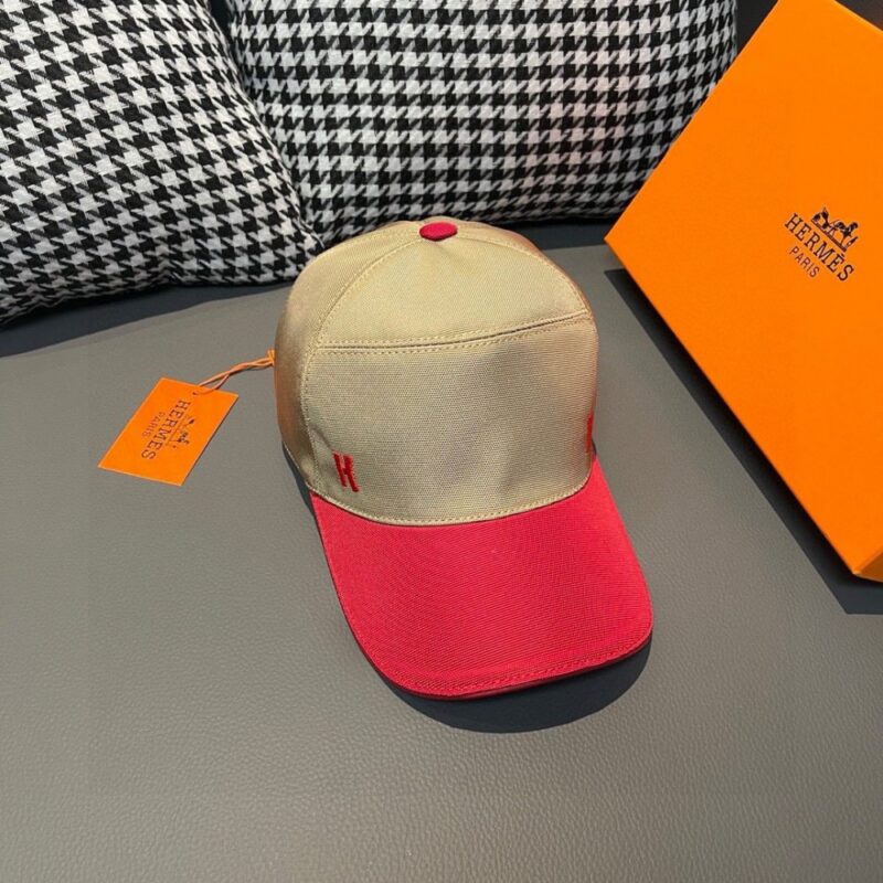 【AT6054】フルムーサ レディース野球帽 - クリーム色とローズピンクの贅沢なファッションアイテム | Hermes Paris