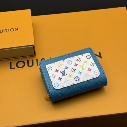 【AT6083】ルイ・ヴィトンの革財布 - ブルーエンプレイントレザーで作られた高級なカードホルダー | Louis Vuitton Paris
