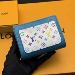 【AT6083】ルイ・ヴィトンの革財布 - ブルーエンプレイントレザーで作られた高級なカードホルダー | Louis Vuitton Paris