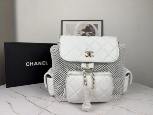【AT6186】CHANEL ショルダーバッグ ネット＆ラムスキン ホワイト | Chanel Paris