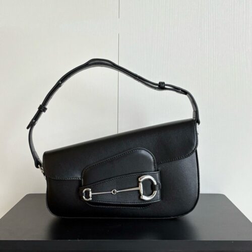【AT6200】グッチ G Horse Bit ブラックレザーサドルバッグ | Gucci Firenze